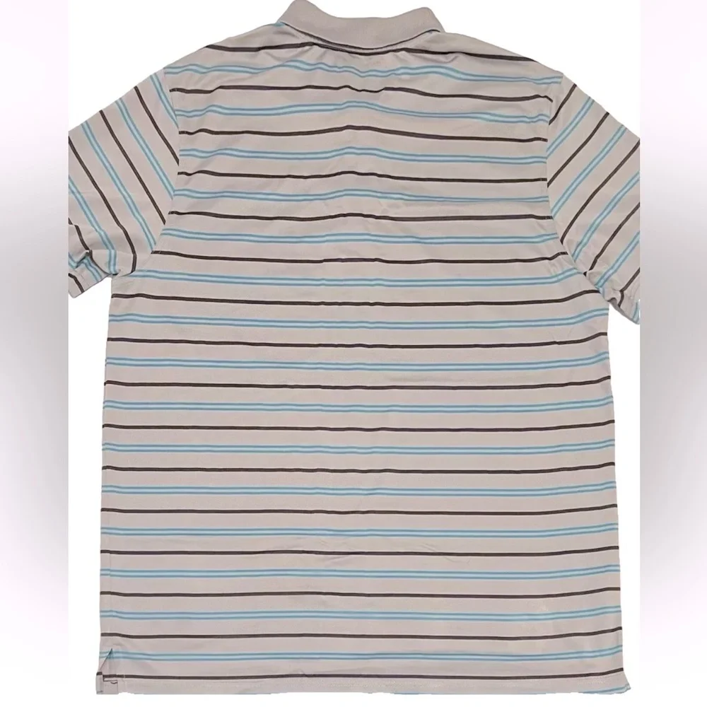 Men’s XXL Golf Polo Shirt Grey Striped Embroidered Short Sleeve PGA Tour - Picture 2 of 5